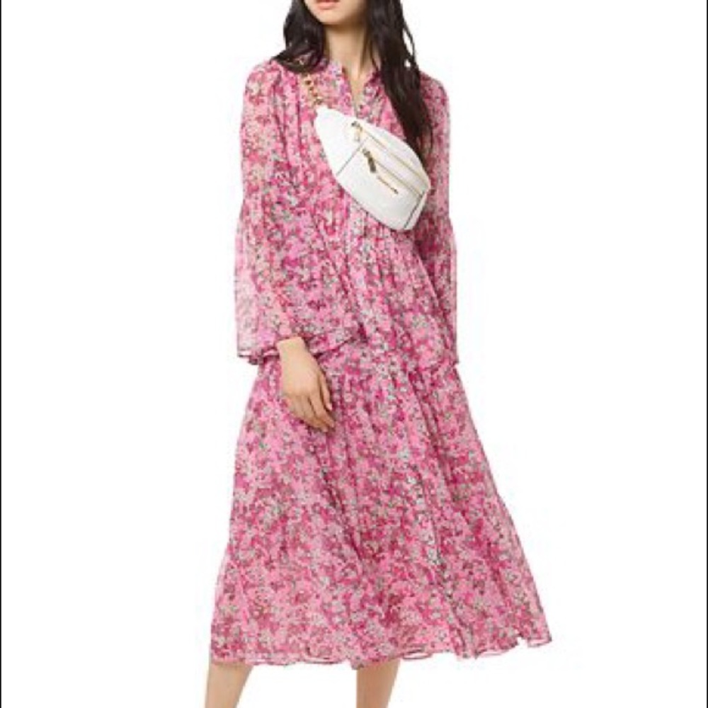 Michael Kors Enchanted Bloom Midi Dress + Belt